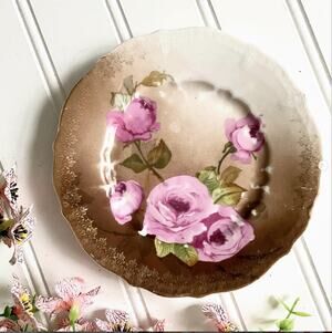 Vintage Germany Porcelain Plate Rose Floral Scallop CT Altwasser Wall Gallery